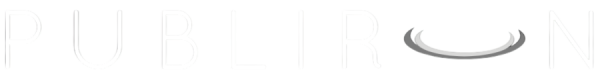 Logotipo color blanco de la empresa Publiron