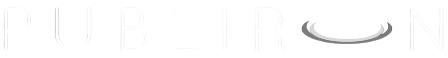 Logotipo color blanco de la empresa Publiron